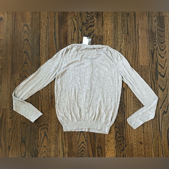 *NWT* Express Women’s S Tan/Light Brown Semi-Sheer Button-Down Crewneck Cardigan - Picture 9 of 10